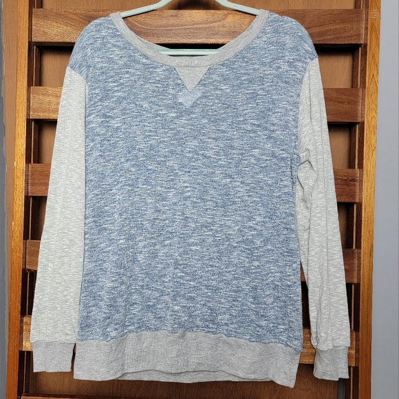 Sjobeck Tops - Sjobeck for A Pea in the Pod Grey & Tan Heathered Long Sleeve Tee, Sz L